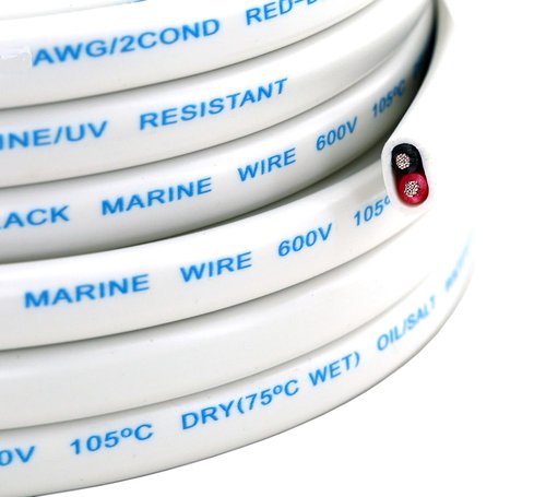 GS Power 100 Ft Duplex Marine Wire - 18 Gauge Oxygen-Free Tinned Copper Electrical Cable for Boats & RVs