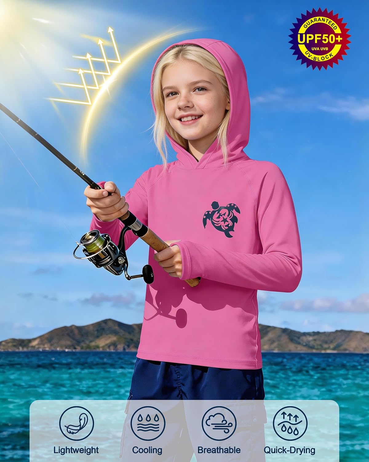 Skiennix Boys Rash Guard Swim Hoodie - UPF 50+ UV Sun Protection Long Sleeve Shirt | Kids SPF Water Wear