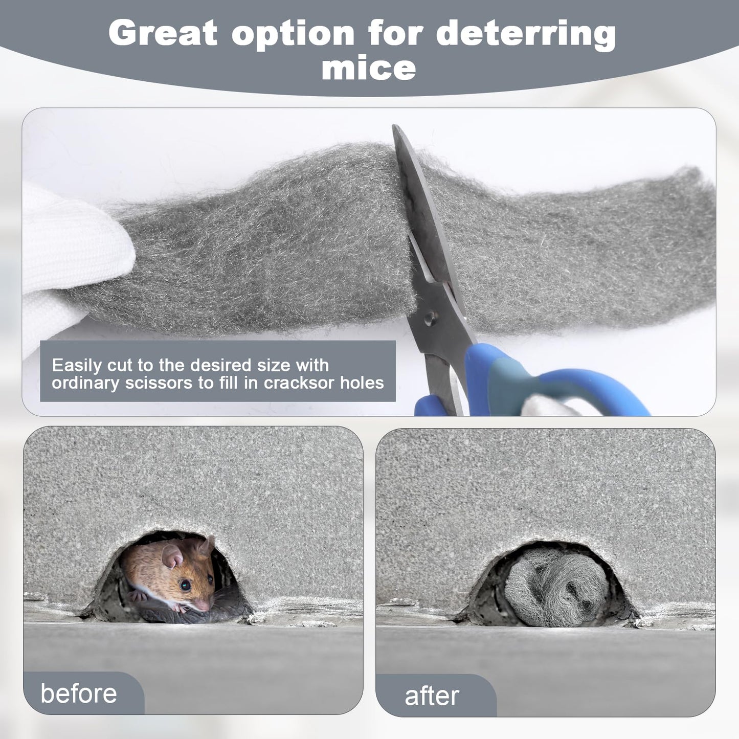 Stainless Steel Wool with Gloves, 20FT Steel Wool Fill Fabric Roll, Gap Blocker Coarse Wire Hardware Cloth DIY Kit for Holes, Wall, Garden, Kitchen, Pipeline in Garage