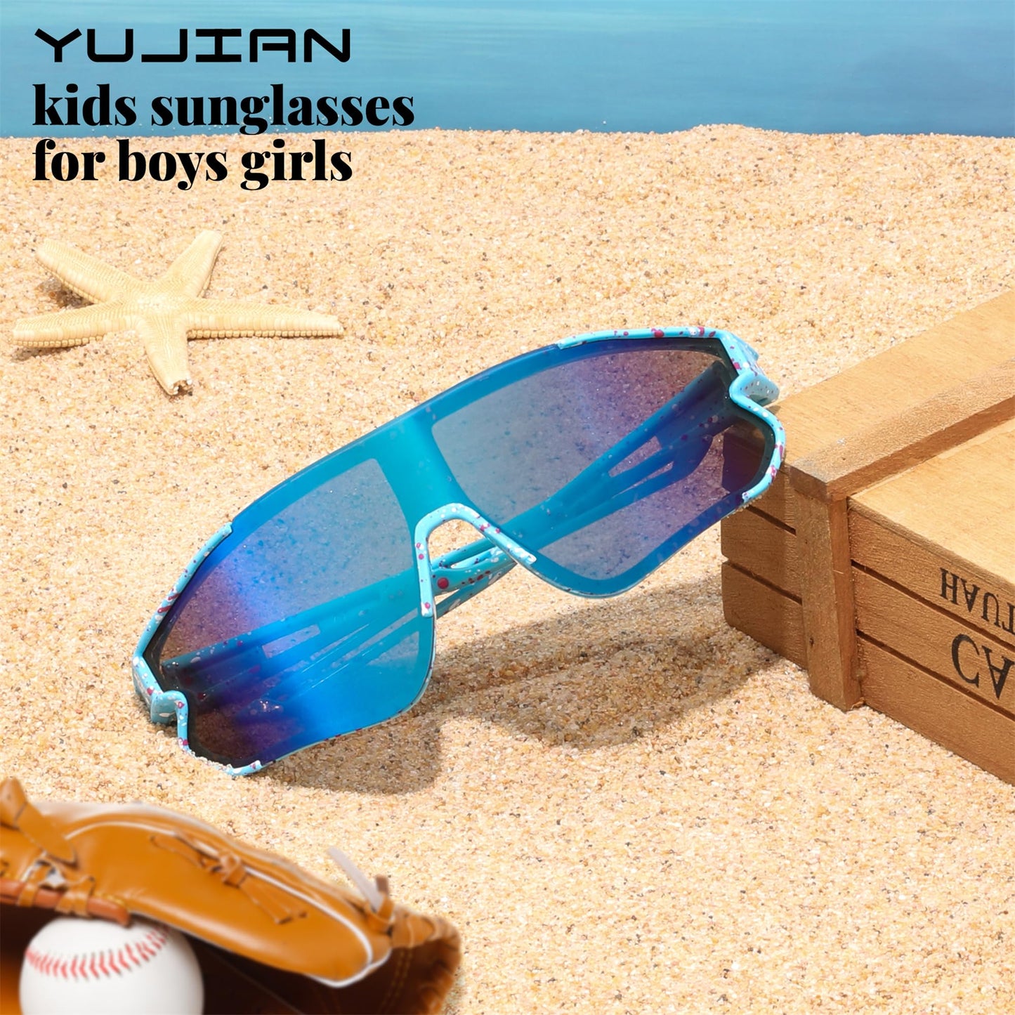 YuJian 3 pack Kids Sunglasses Youth Baseball Sunglasses for Boys Girls Softball Beach Running Sun Glasses UV Protection
