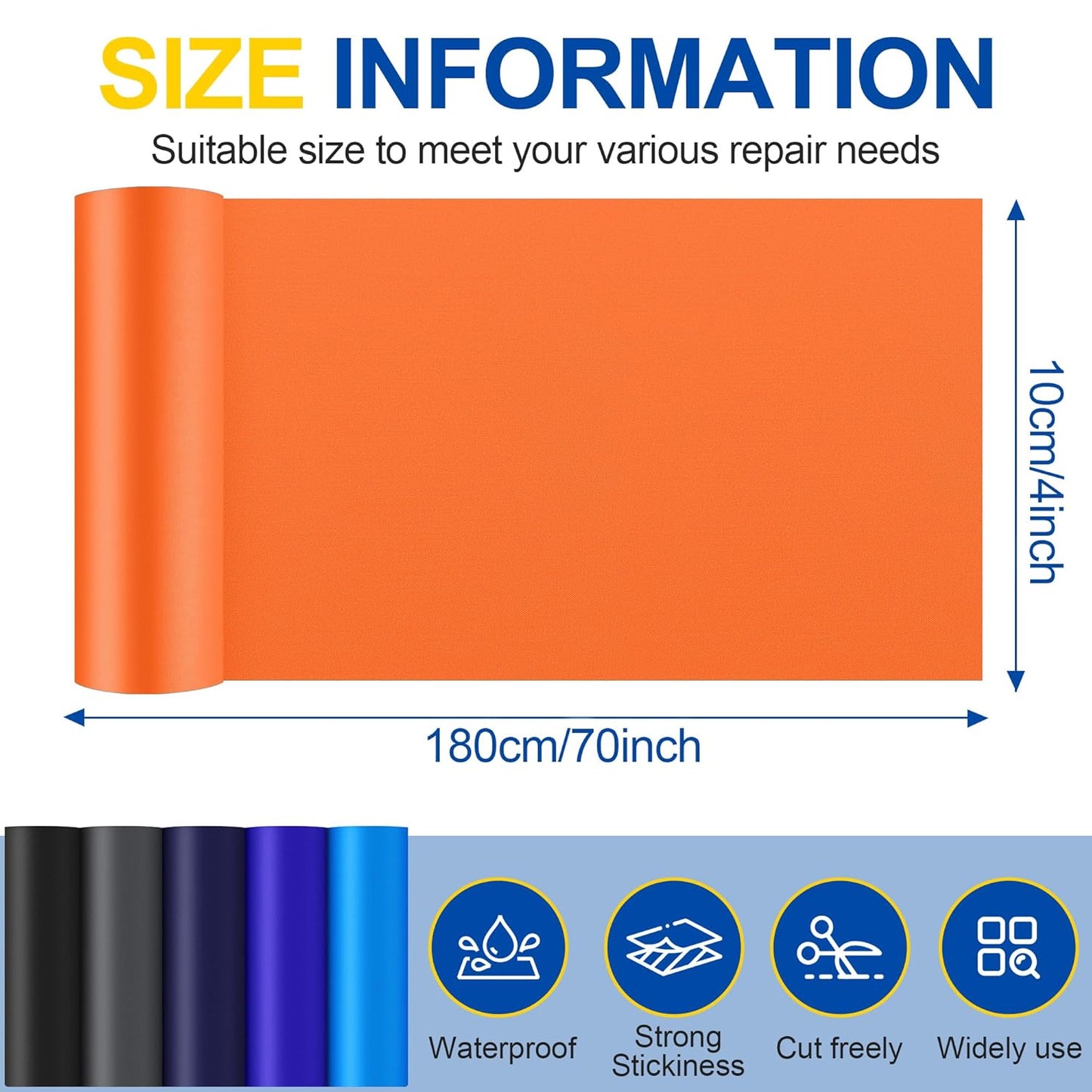 Skiennix Fabric Repair Tape - Self-Adhesive Waterproof Nylon Patch Kit for Outdoor Gear | 4x70 Inch, Orange
