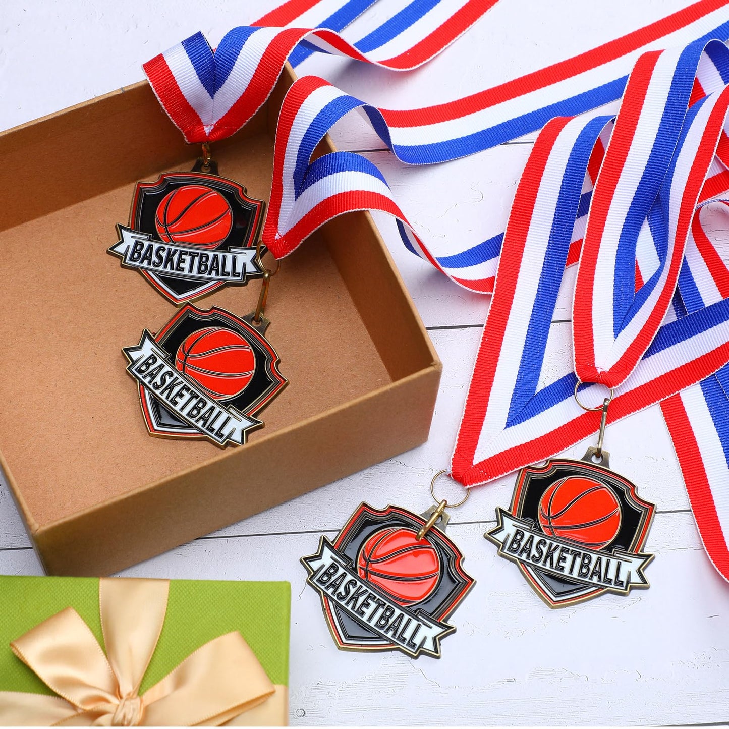 Trnayi 40 Pcs 10/20 /30/40 Pcs Award Medals Bulk Sports Medals with Neck Ribbons 2.4 Inch Winner Award Trophy Prize Gift for Sports Themed Party Favors Tournaments Match (Basketball)