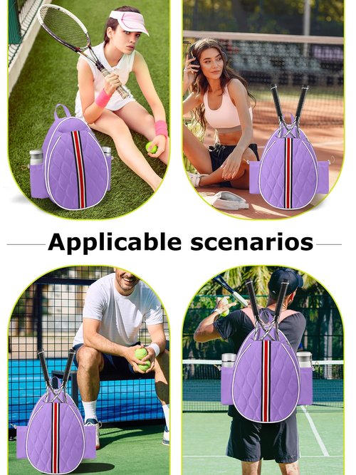 Lunbxx Tennis Bags Holds 2 Rackets for Women & Men, Tennis Backpack Crossbody & Shoulder Racket Bag, Insulated Pocket, Pickleball Bags for Women, Men and Youth (purple)