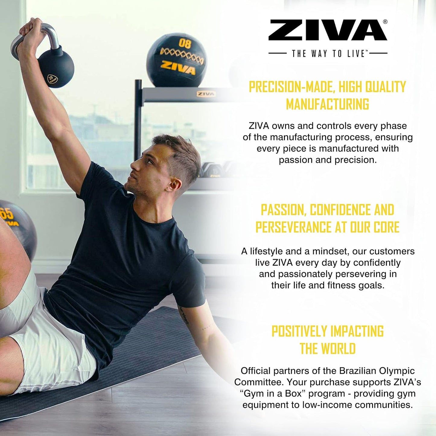 ZIVA Premium Kettlebell - Commercial Grade Rubber Coated Free Weights for Home Gym | 5-50 lbs Options