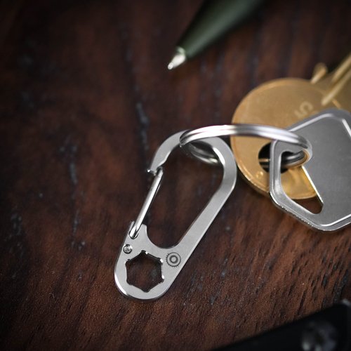 Driver Clip - Mini Titanium Carabiner, Small Titanium Keychain Carabiner Clip 1/4" Bit Driver, Gear Spool EDC Mini Ti Carabineer