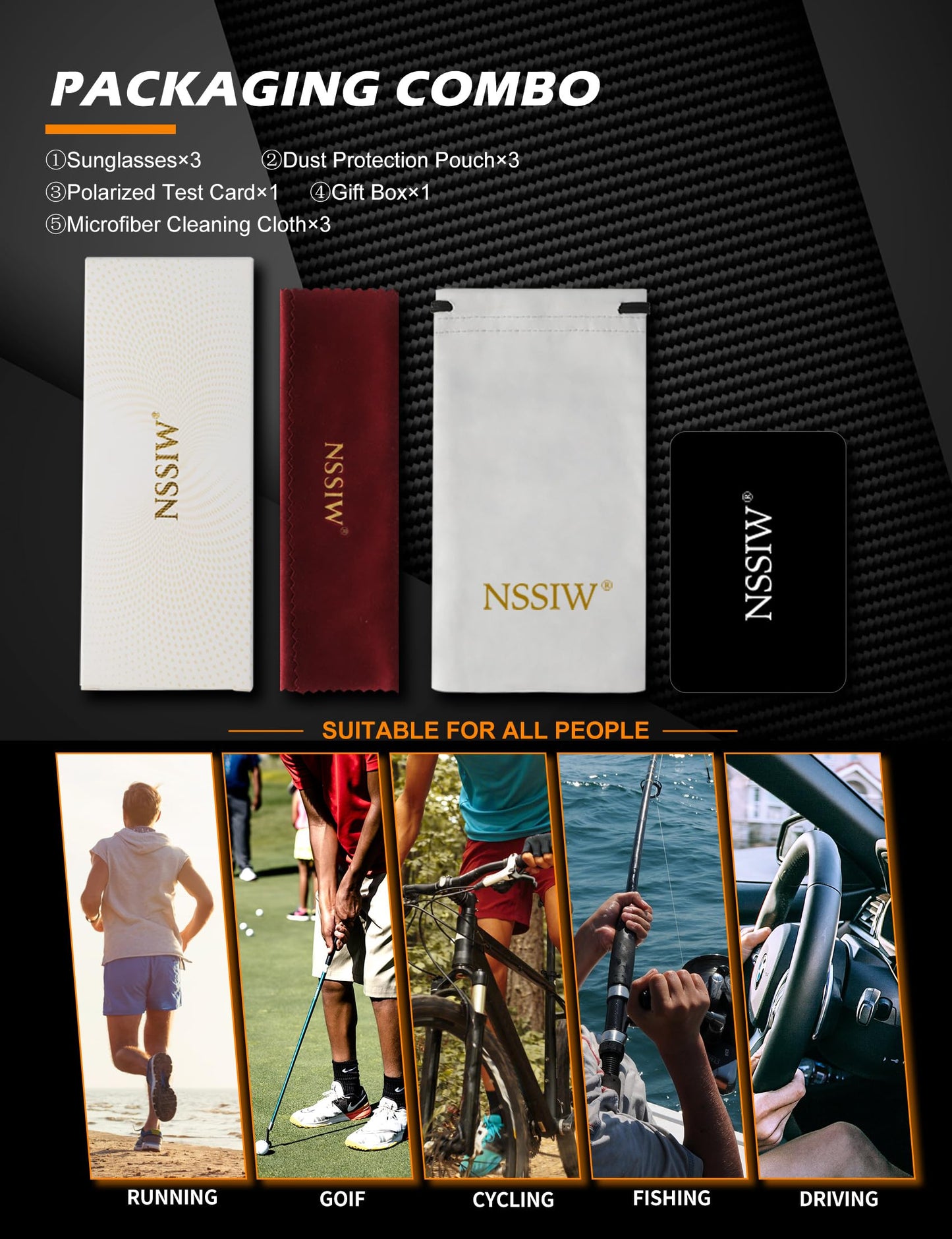 NSSIW Sunglasses-Men Polarized Mens-Sunglasses: Classic Sun Glasses with UV400 Protection for Driving Fishing Golf