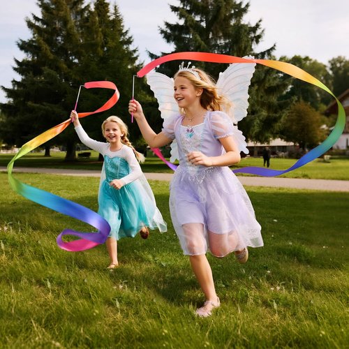 Gymnastics Ribbon 2 Pack - Colorful Dance Bands with Sticks for Kids | Vibrant Rainbow Streamers for Parties & Play