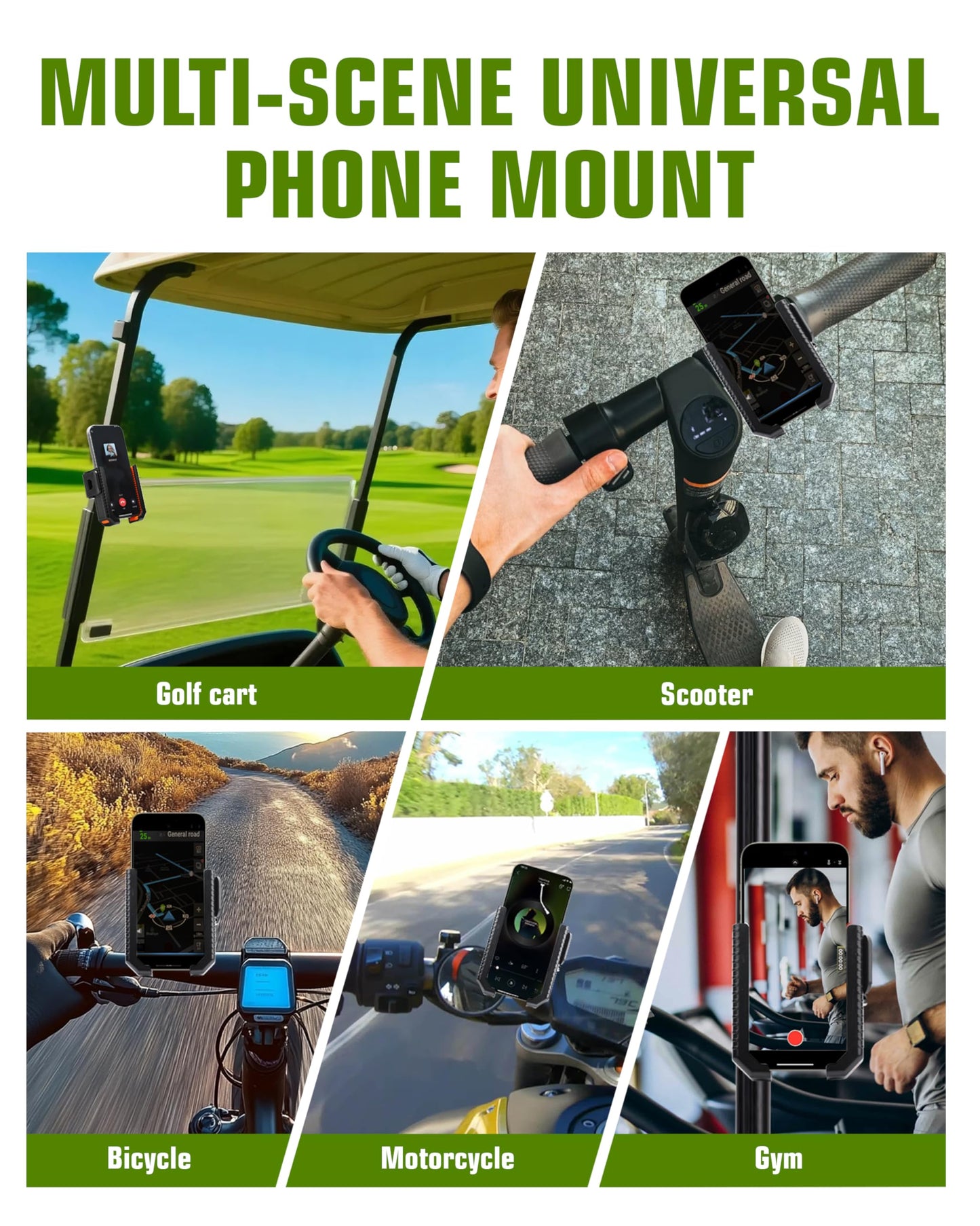 XEEP Golf Cart Phone Holder Mount, 3s Phone Clip Install, 1s Lock & Release, 360° Rotation Golf Phone Holder Compatible with EZGO/Club Car/Yamaha, Golf Cart Accessories for All 4.5-7"
