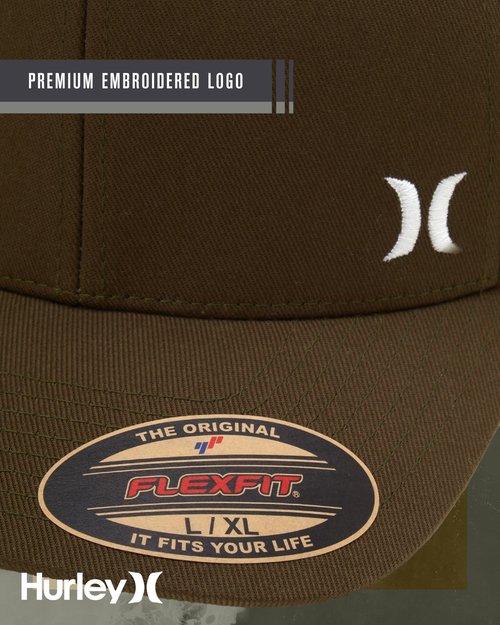 Hurley Men's Hat - Curved Brim Stretch Fitted Cap, Size Large-X-Large, Olive