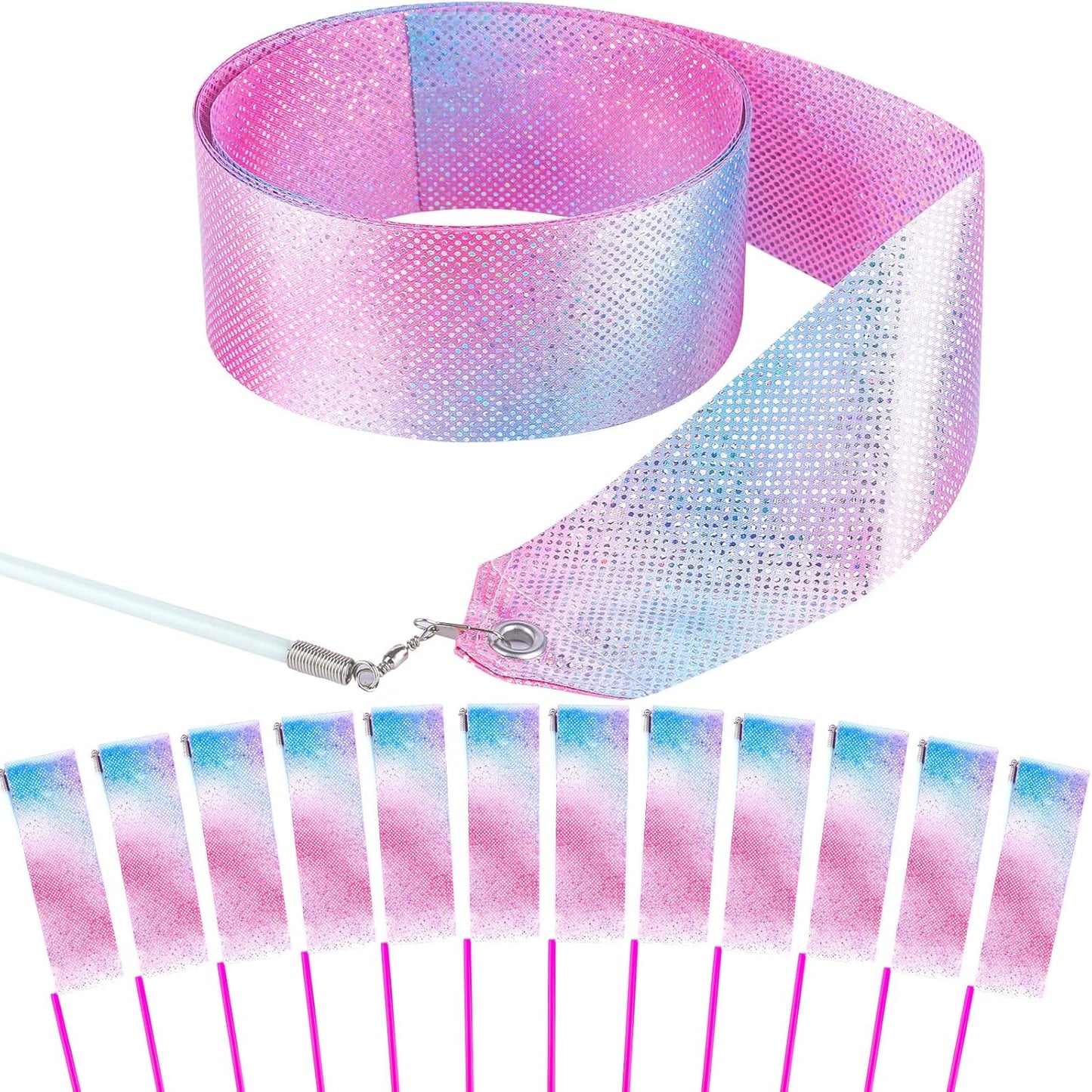 Skiennix 14PCS Dance Ribbons - Sparkling Twirling Streamers for Kids' Ballet & Gymnastics | Birthday Party Favors