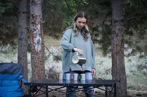 Alpine Mountain Gear 9-Cup Coffee Percolator Set with 4 Mugs (9 oz.) – Stainless Steel Camping Coffee Pot, Stovetop Percolator Coffee Maker for Home & Outdoor Use