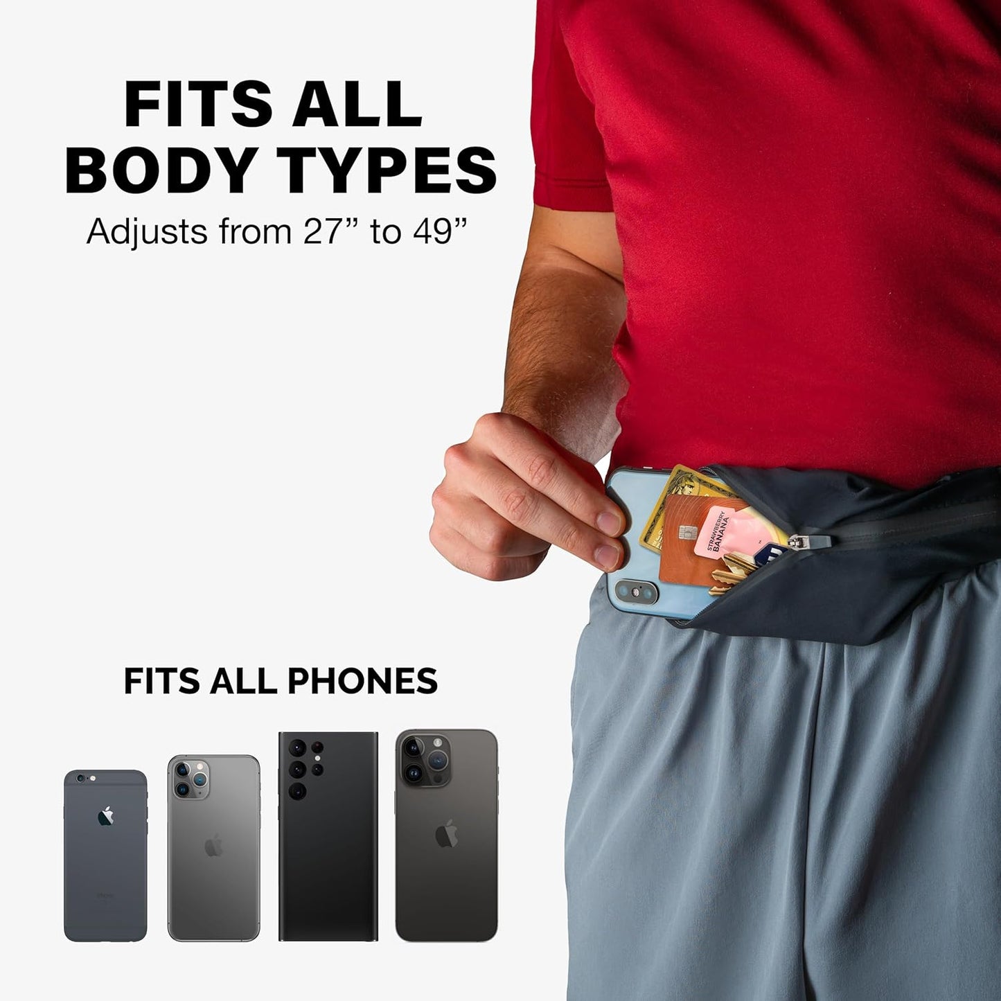 Back Bay Slim Running Belt - Fits All Phones | Unisex Fanny Pack for Runners, Ideal Workout Gear