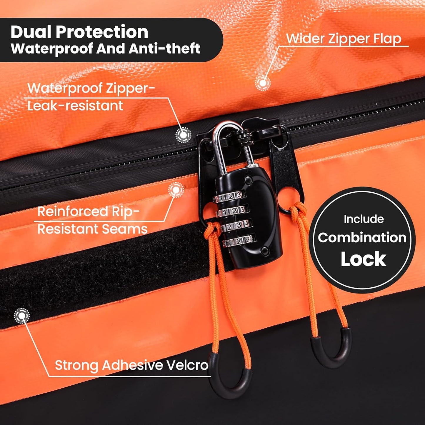 Sailnovo Rooftop Cargo Carrier - 15 Cubic Feet Waterproof 1000D PVC Bag with Anti-Slip Mat & Lock