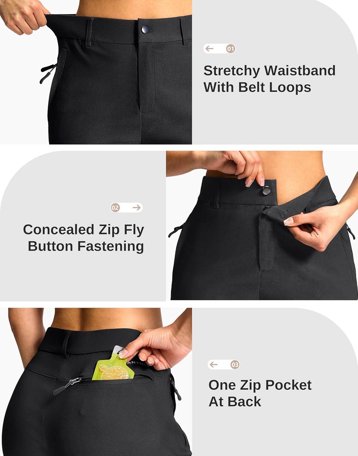 SANTINY Women's Hiking Golf Shorts - Quick Dry Stretch Fabric with 3 Pockets | Casual Summer Wear