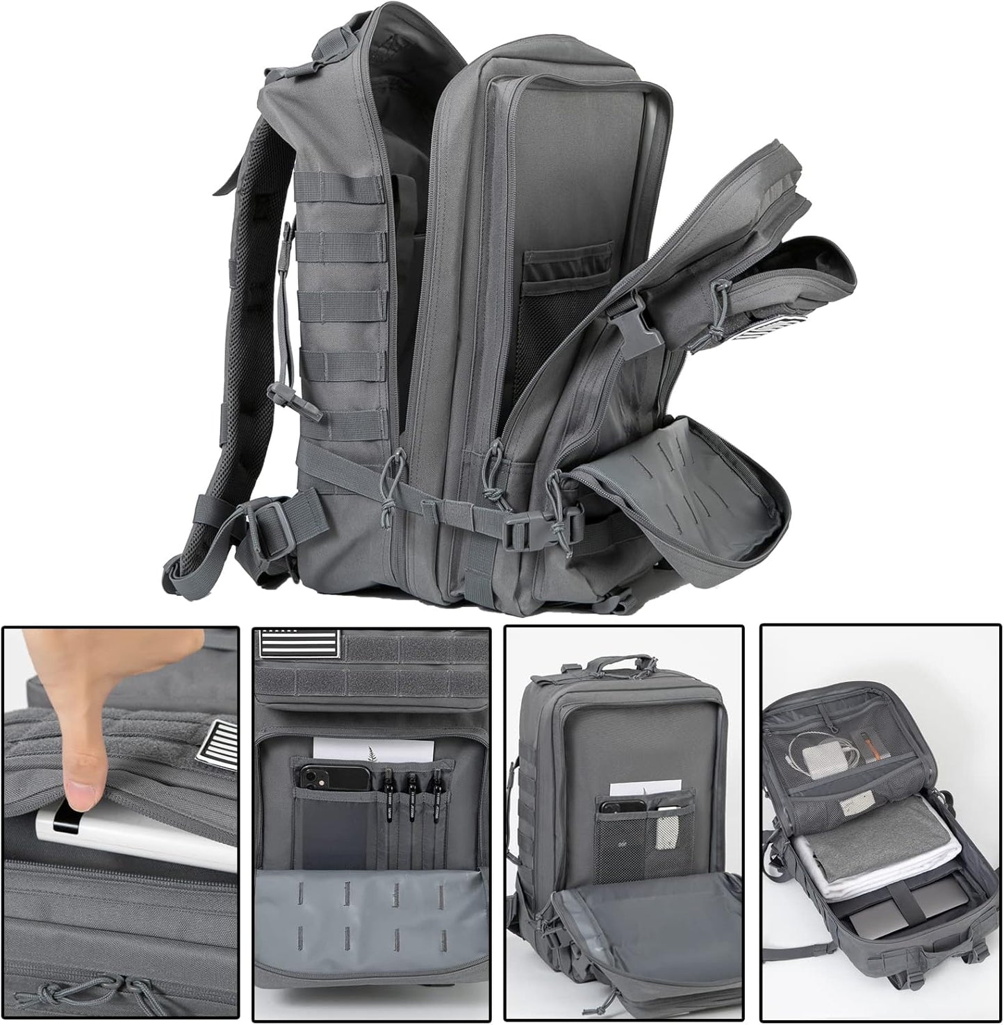 QT&QY 45L Military Tactical Backpack - Molle Army Assault Pack for Hiking & Trekking