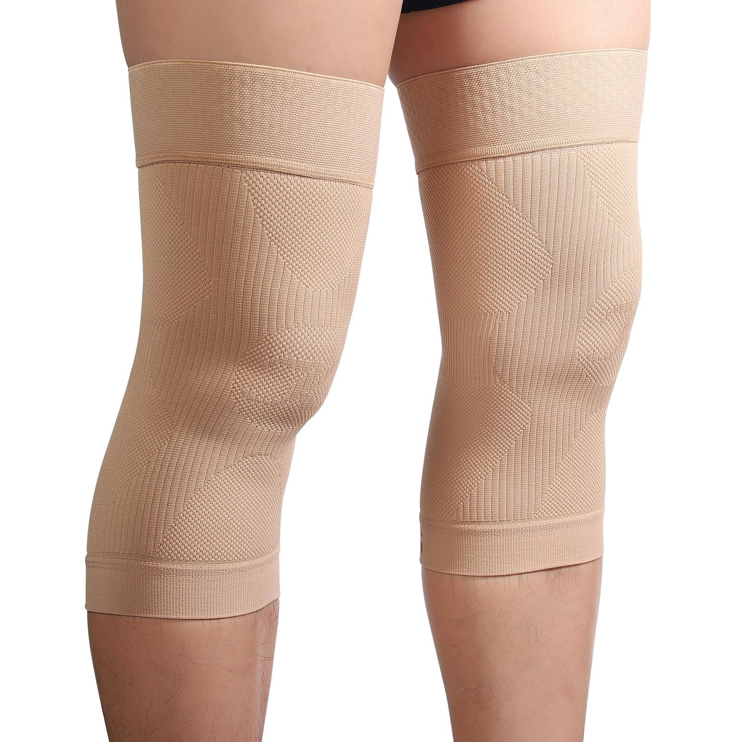 KEKING Orthopedic Brace for Tendinitis, Arthritis, ACL, MCL, Injury Recovery, Meniscus Tear, Knee Pain, Aching Knees, Patellar Tendonitis and Arthritis, Knee Compression Sleeves 2 Pack, Beige XXL