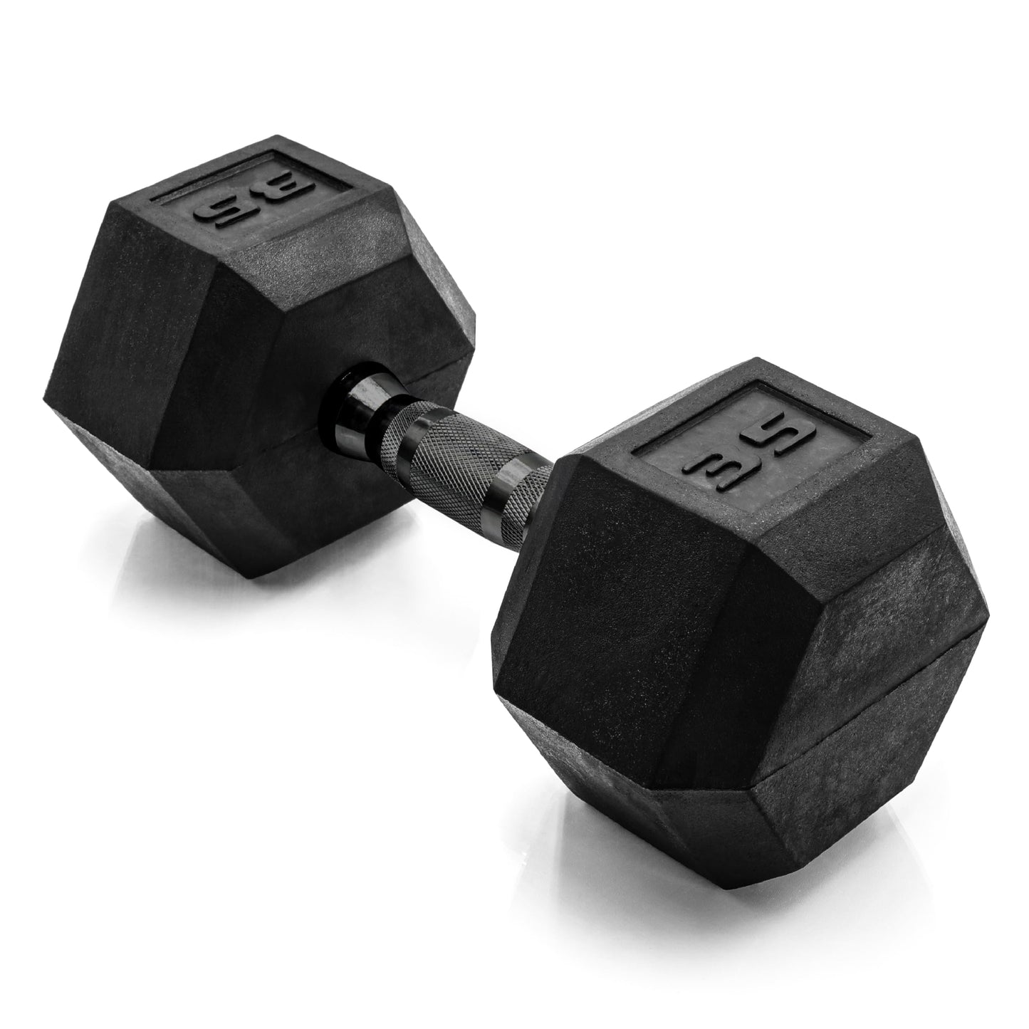 CAP 35 LB Rubber Coated Hex Dumbbell Weight, Rubber Free Weights for Home Gym Strength Training, Black Oxide Handle, Single