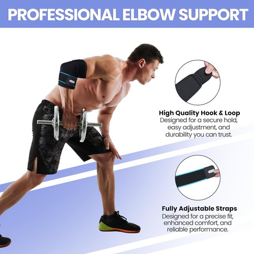 ELEVEXA LLC Adjustable Elbow Brace | Double Strap Elbow Compression Sleeve for Tendonitis, Sprains, and Strains | Arm Brace/Tennis Elbow Brace for Men and Women with Targeted Compression and Relief