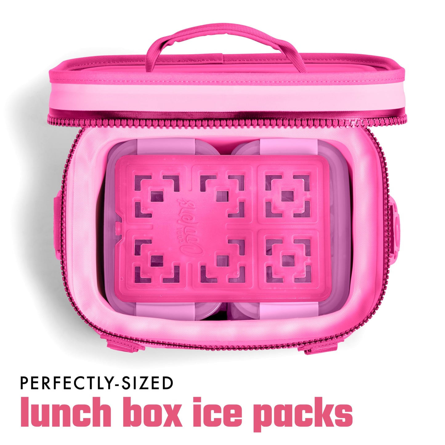 Cool Coolers XL Fashion Ice by Fit & Fresh, 2pk Ice Blocks for Lunchboxes, Quick Freeze, Space Saving, Stylish Reusable Freezer Packs for Coolers, Hot Pink