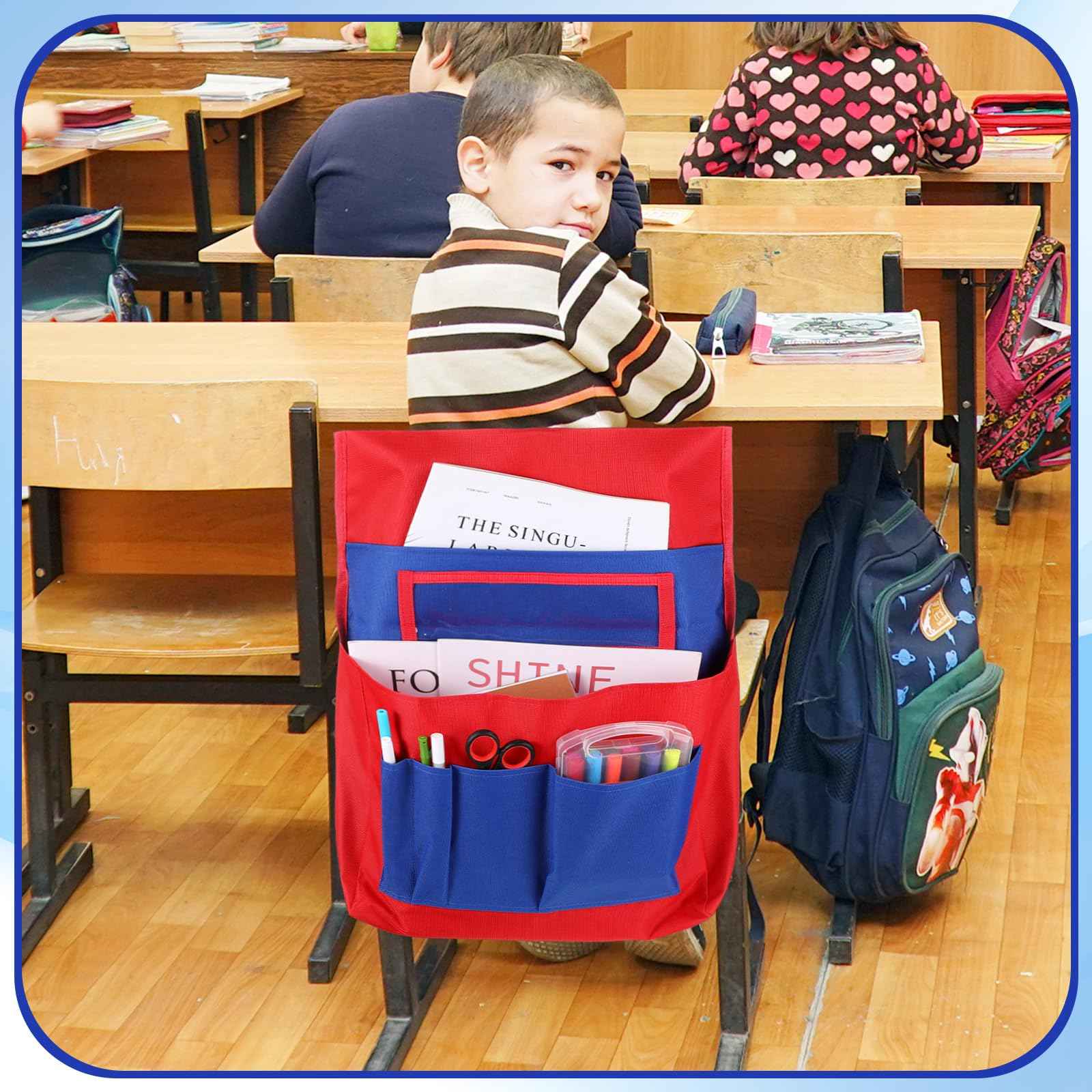 Talltalk 24 Pieces Chair Pockets for Classrooms Student Chair Pockets Chair Storage Pocket Grouping Chair Pockets Desk Chair Seat Back Organizer for Classroom Preschool Daycare