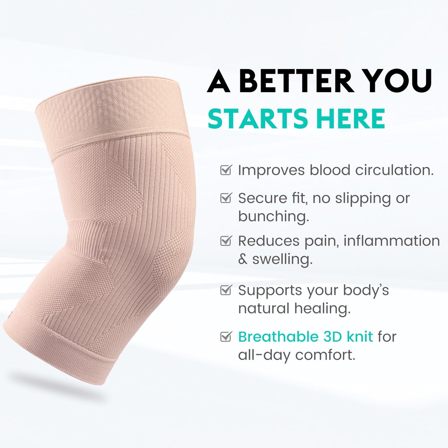 KEKING Orthopedic Brace for Tendinitis, Arthritis, ACL, MCL, Injury Recovery, Meniscus Tear, Knee Pain, Aching Knees, Patellar Tendonitis and Arthritis, Knee Compression Sleeves 2 Pack, Beige XXL