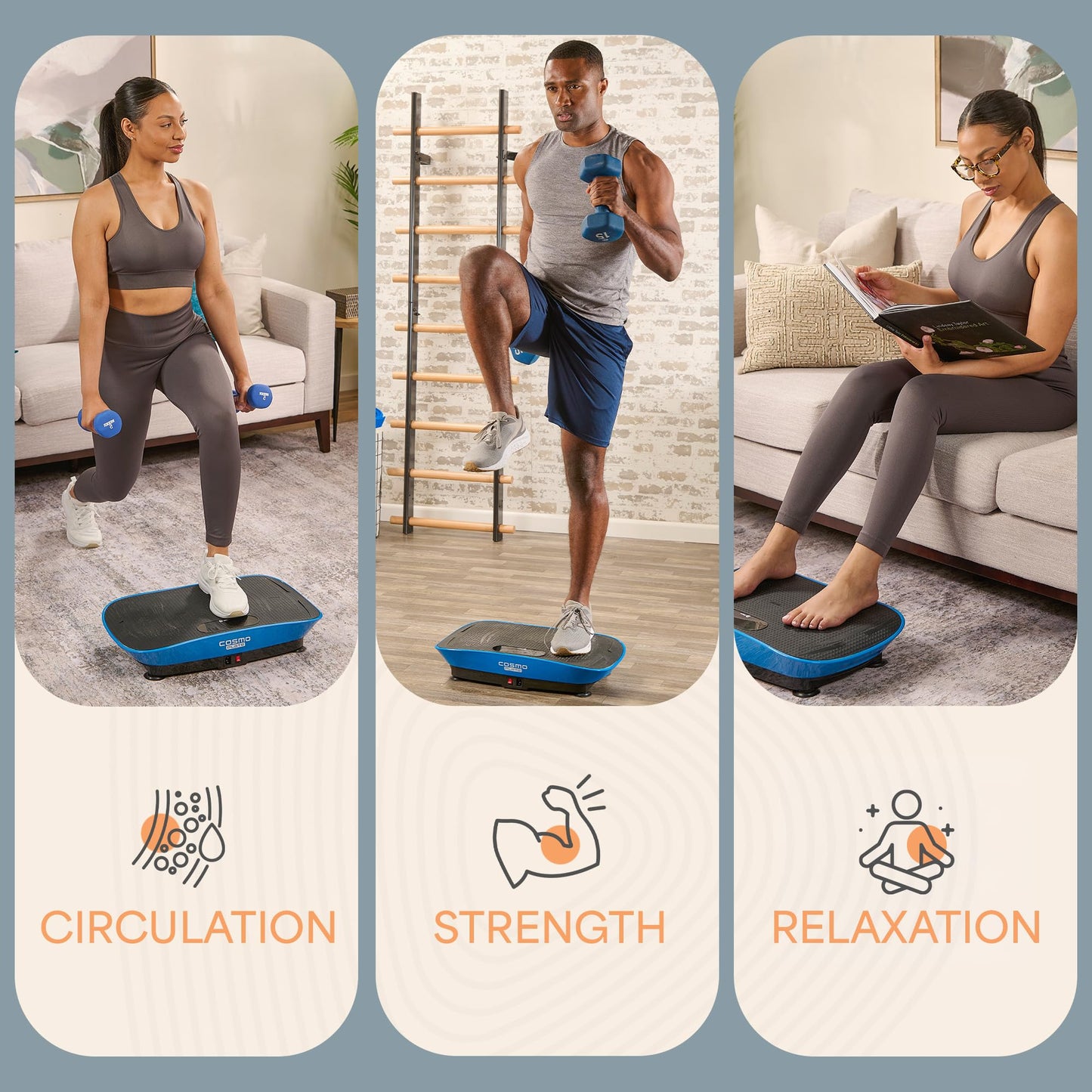 Lifepro CosmoPlate Vibration Plate Exercise Machine — Body-Sensing Auto Mode, Bluetooth Speaker Oscillating Vibrating Platform with Yoga Band — Whole Body Vibration Plate for Lymphatic Drainage
