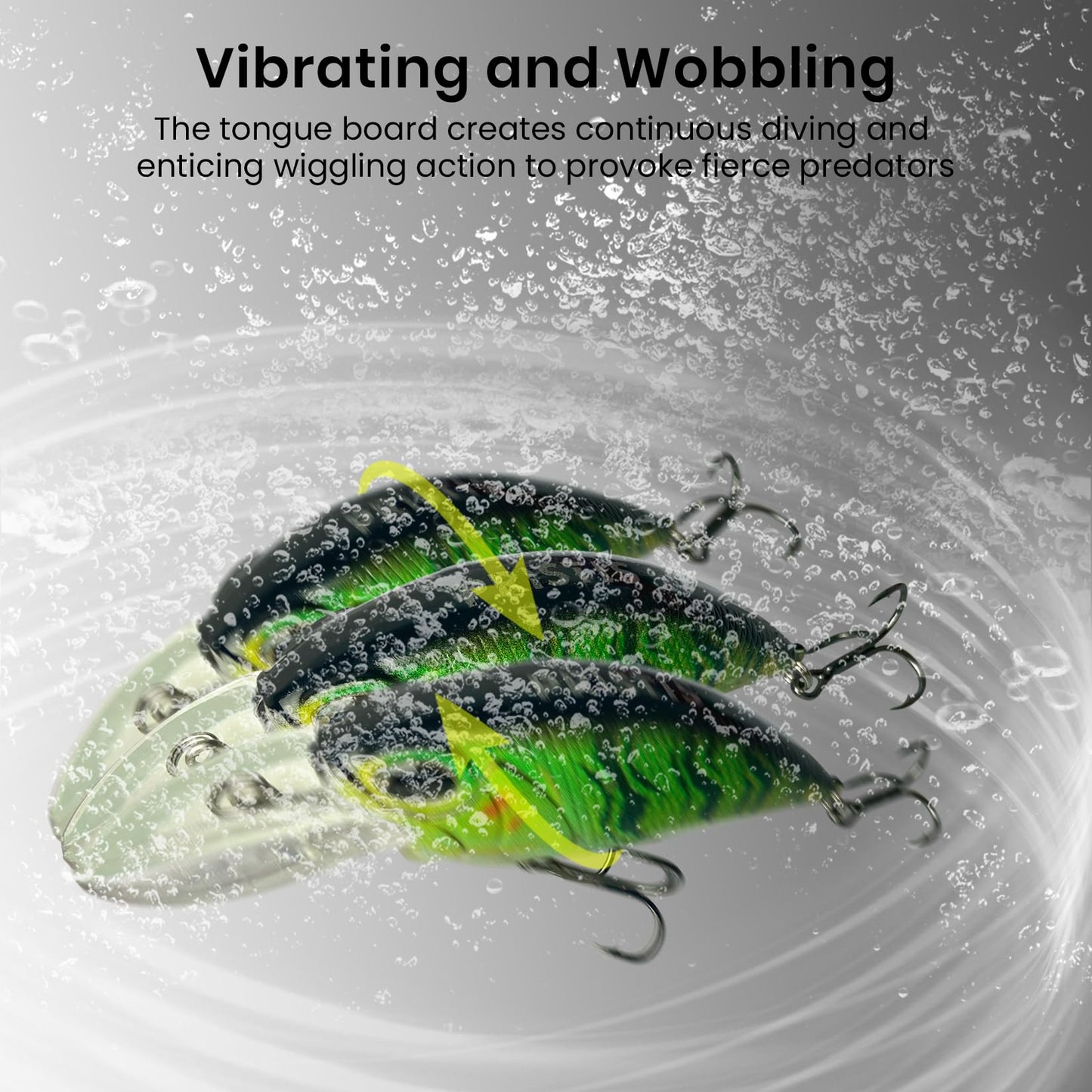 Pristis Lifelike Fishing Plugs for Bass Muskie Walleye, Slow Sinking Swimbaits for Saltwater Freshwater, Shallow Deep Diving Crank Hard Baits Lure Set with Reinforced Treble Hooks for Pike Crappie