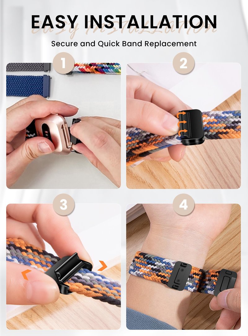 Yeahxing Bands for Fitbit Versa-2 Band - Nylon Braided Stretchy Magnetic Clasp Breathable Replacement Strap for Fitbit Versa 2 / Versa/Lite/SE Watch Accessories for Women Men