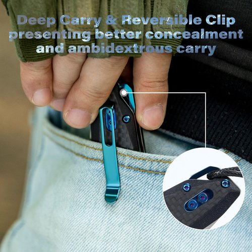 Dispatch Axis Lock Folding Pocket Knife with Clip, 3.27" D2 Steel Blade and Carbon Fiber Handle, Camping Folding Knives for Men Women Hiking Survival Pocketknife