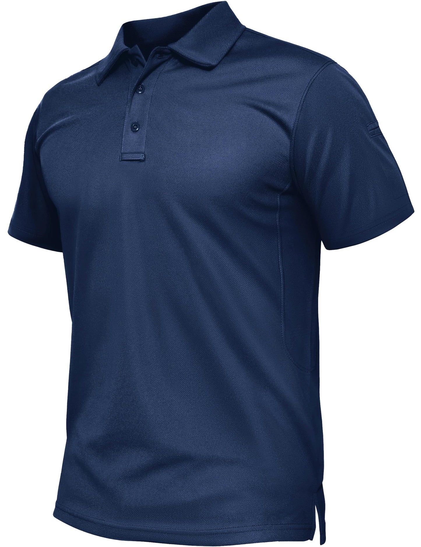 TACVASEN Mens Polo Shirts Short Sleeve Dry Fit Collared Shirt Performance Pique Polos Moisture Wicking for Tactical Athletic Golf Navy L
