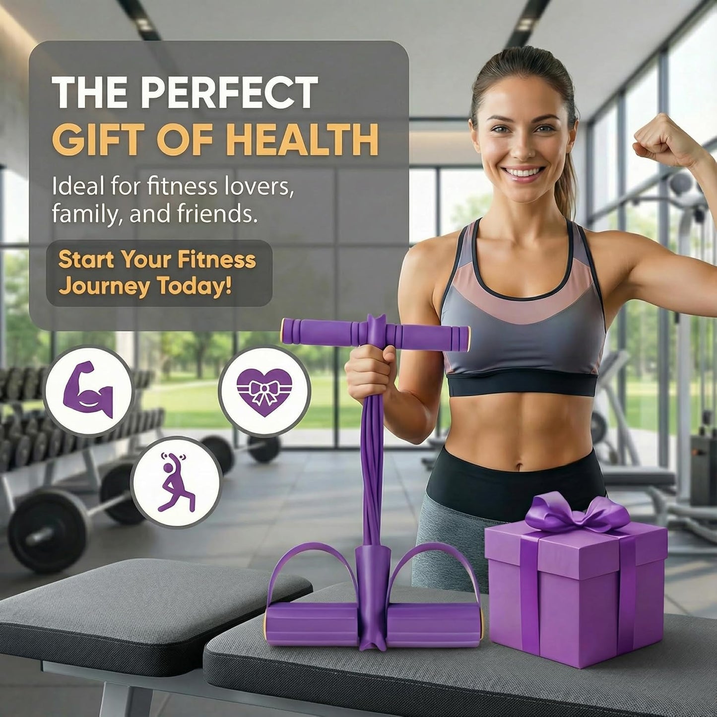 Pedal Resistance Band - 6-Tube Foot Pedal & Ankle Puller for Full Body Workout | Home Gym Equipment