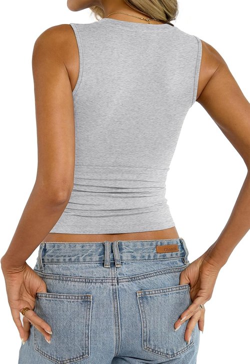 EasyGala Women's Cotton High Neck Tank Tops - Fitted Sleeveless Summer Casual Shirts