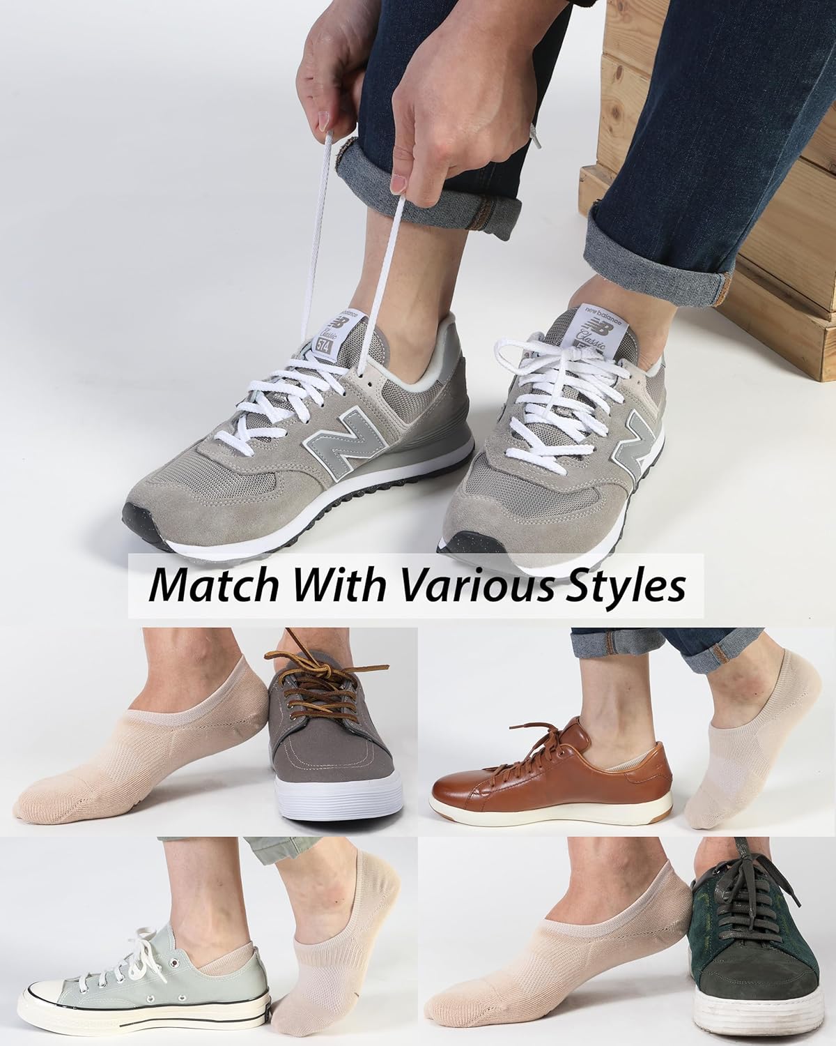 Pro Mountain No Show Socks - Seamless Design with Wide Toe Box | 6 Pack Unisex Sizes S to XL
