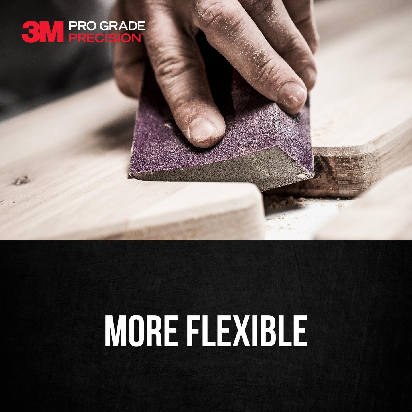 3M Pro Grade Precision 3-in-1 Sanding Sponge, 180 Grit Medium, 2 Sponges, Washable & Reusable, for Wood, Metal, Drywall, and Paint Prep – Flexible Foam, Contoured, Angled, Flat