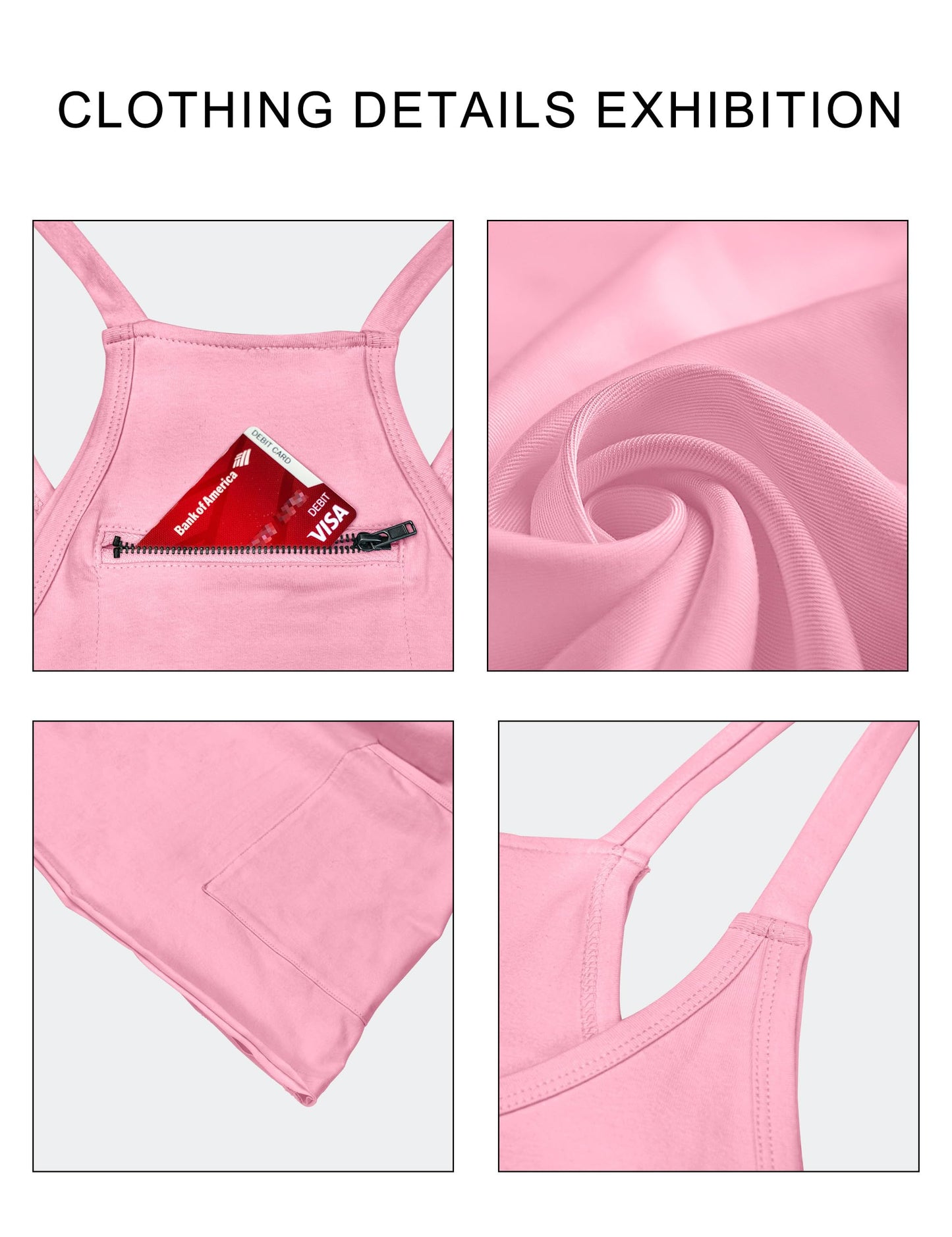 VIUTIL Womens Athletic Dress Built in Shorts Hot Shot Mini Dress Spaghetti Straps Tennis Workout 2026 Summer Romper Dress, Pink, Small