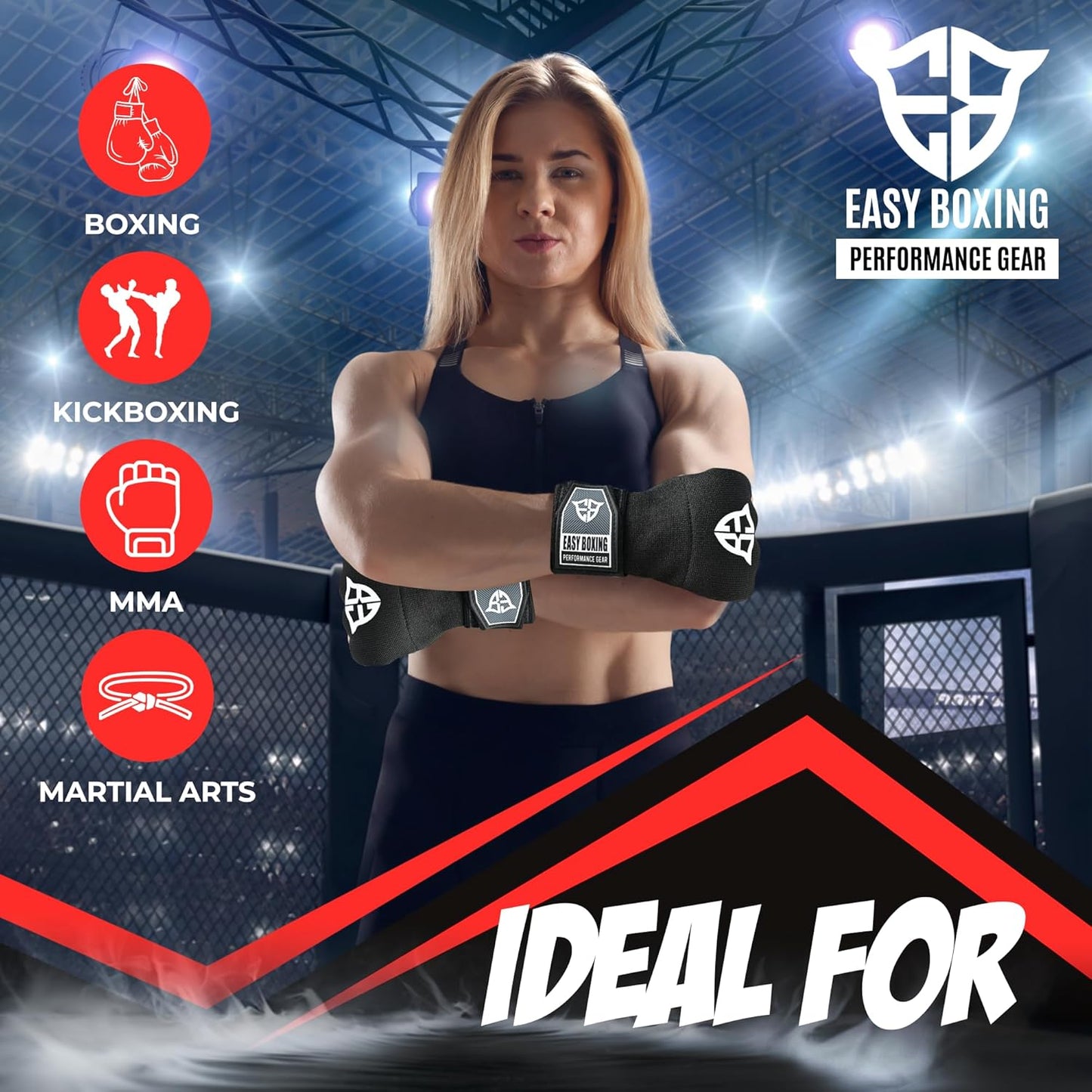 Skiennix Inner Gel Gloves - Breathable Wrist Wraps with Hook and Loop Closure for Boxing & MMA | Black, 75cm
