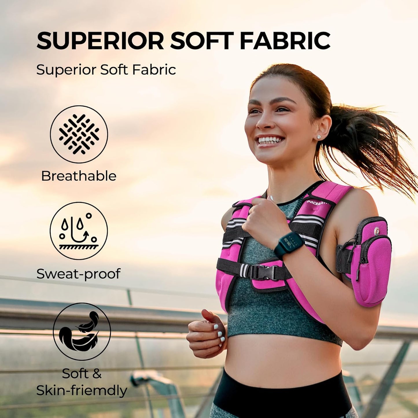 PACEARTH Weighted Vest - Adjustable 6lb to 30lb for Weight Loss & Strength Training | Reflective Stripe