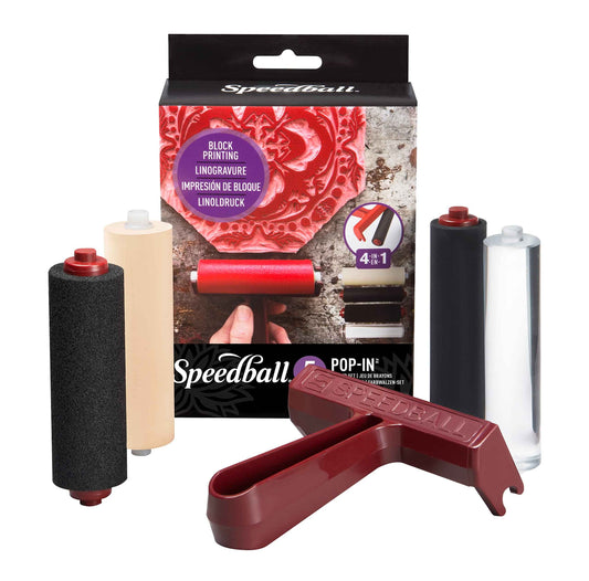 Speedball Pop-in 4" Roller Brayer Kit, Foam, Rubber, Hard Rubber & Acrylic