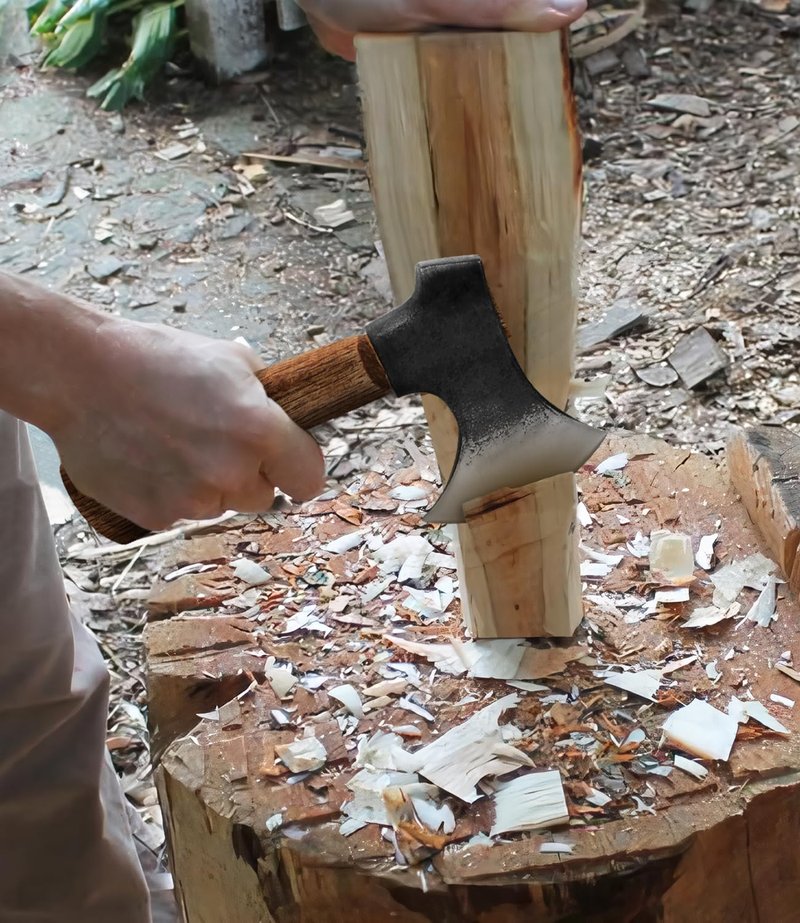 WICING Hatchet, 8 Inches Small Hand Axe 1065 Manganese Steel and Beech Wood Handle with Leather Sheath