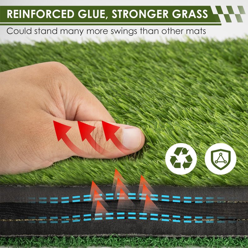 HOZADY Foldable Golf Hitting Mat, Heavy-Duty 10mm EVA Foam Base, Practice Turf for Indoor & Outdoor Use, Anti-Slip & Anti-Deformation Design for Realistic Swing, Chipping, Driving Practice