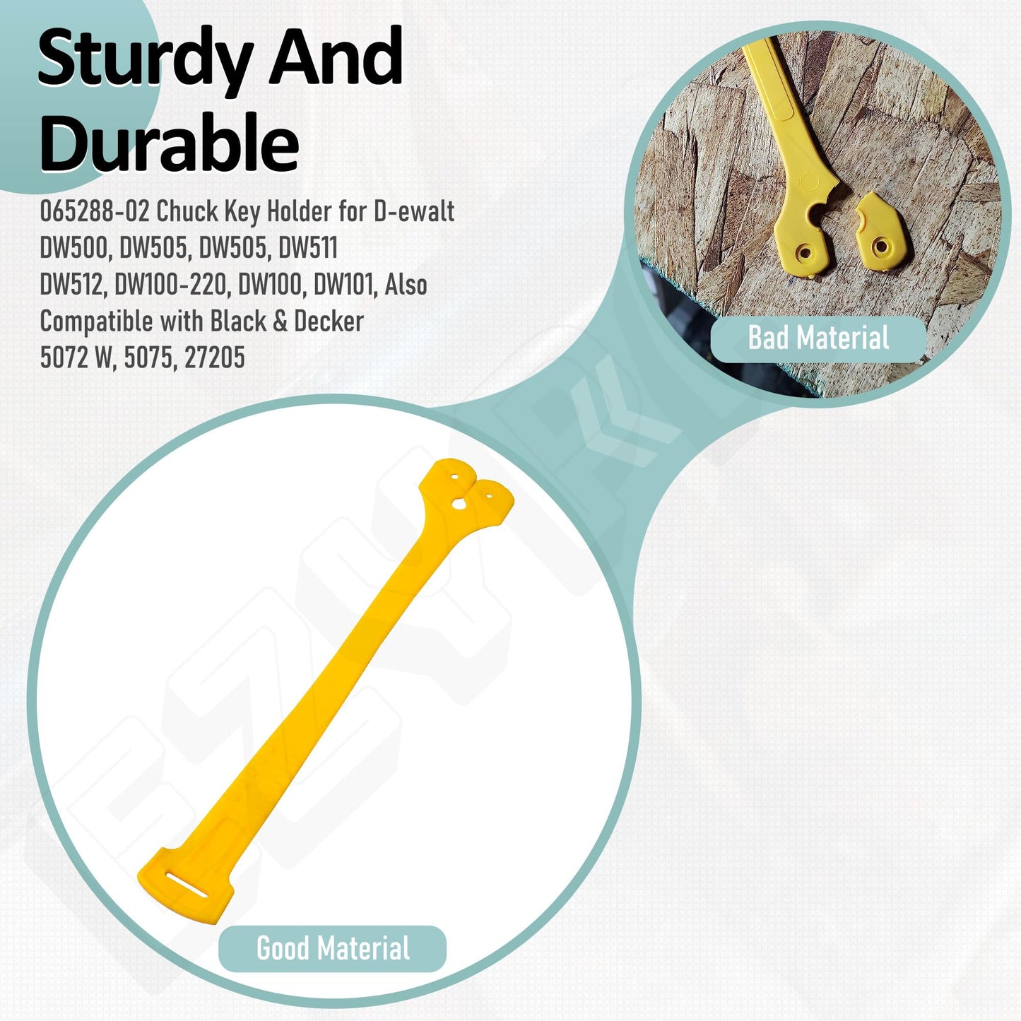 EZYPAK 4 Pack 065288-02 Chuck Key Holder for D-ewalt DW500, DW505, DW505, DW511, DW512, DW100-220, DW100, DW101, Also Compatible with Black & Decker 5072 W, 5075, 27205