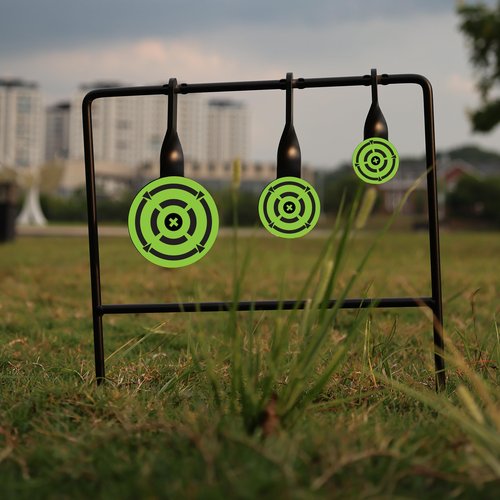 STRONCHUANStronchuan Bb Gun Target, for Backyard, Bb Gun Metal Target, Automatic Reset, Round, Iron, Portable Design (Round)