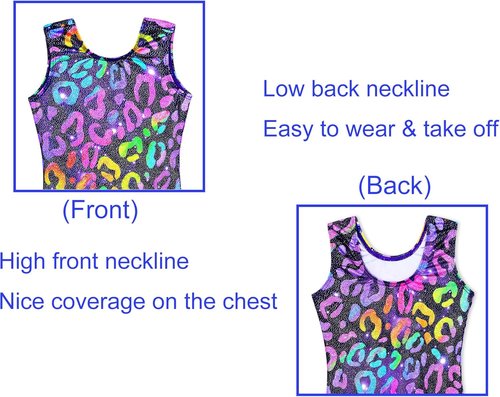 Domusgo Gymnastics Leotards for Girls - Sparkly One-Piece Pro Unitard with Shorts | Kids Size