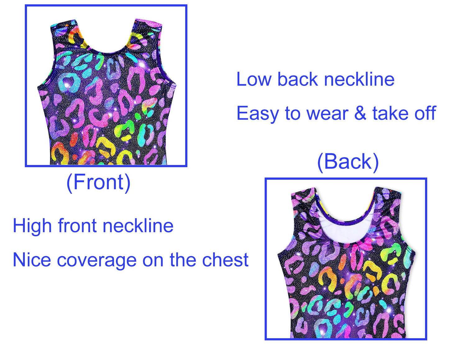 Domusgo Girls Leotard for Gymnastics Size 7-8 Years Old Sparkle Gold Leopard Bodysuits Active Tank