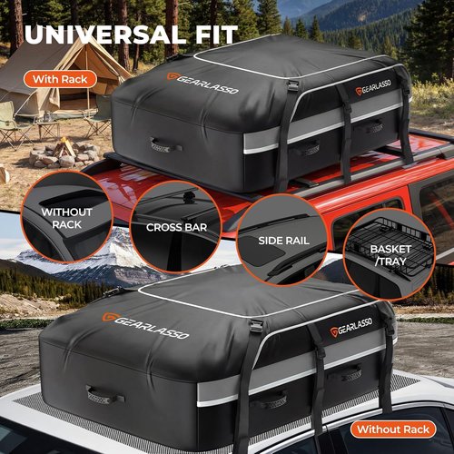 Car Roof Bag - 21 Cubic Feet Waterproof Cargo Bag for SUVs & Vans | Heavy-Duty PVC, Universal Fit