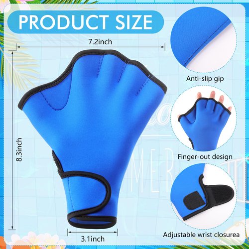 Seenelling Water Aerobics Set for Aquatic Exercise 1 Pair Neoprene Swimming Glove 2 Pcs Foam Aquatic Dumbbells Water Weights Equipment Pool Resistance Fitness Equipment for Training Workouts(Blue)