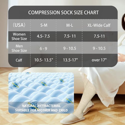 LEVSOX Cotton Compression Socks - 20-30mmHg Knee High Support for Women & Men | Ideal for Nurses & Travel