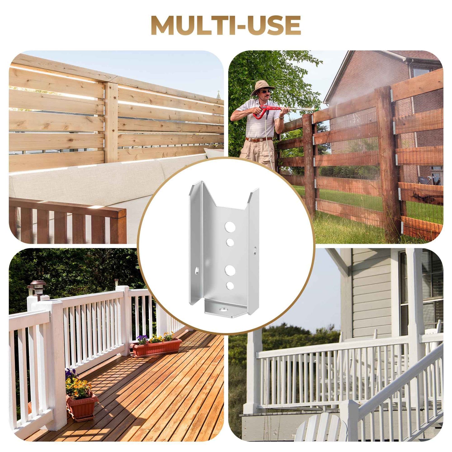 20 Pcs 2x4 Fence Brackets for Wood,Fence Post Bracket,2x4 Brackets for Woods Rail,Deck Bracket Connectors for 2"×4" (Actually 1.5"x3.5") Wood Post with 160pcs Screws