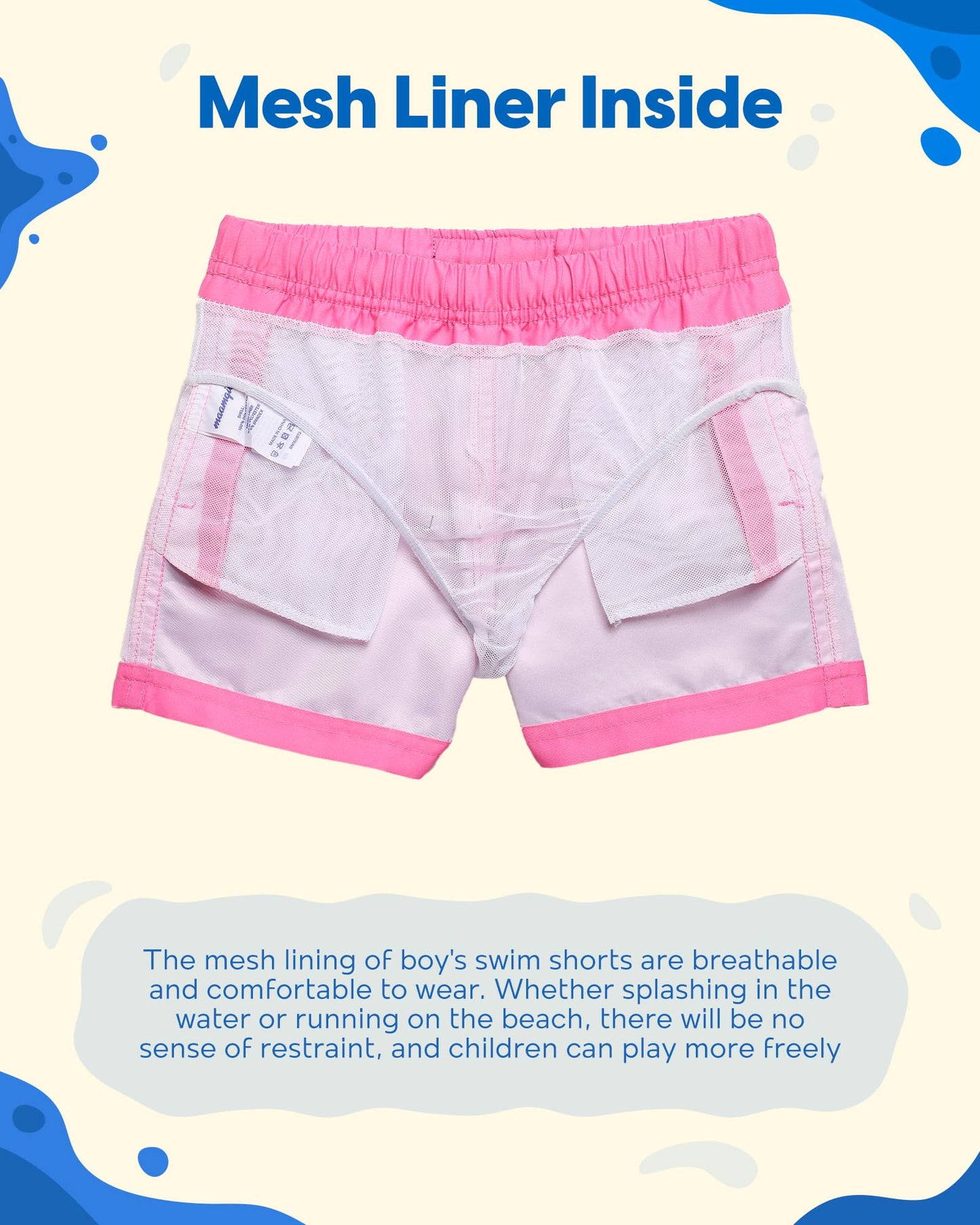maamgic Boys Swim Trunks Toddler Swim Shorts Little Boys Bathing Suit Swimsuit Toddler Boy Swimwear Peach Pink 14-16 Years