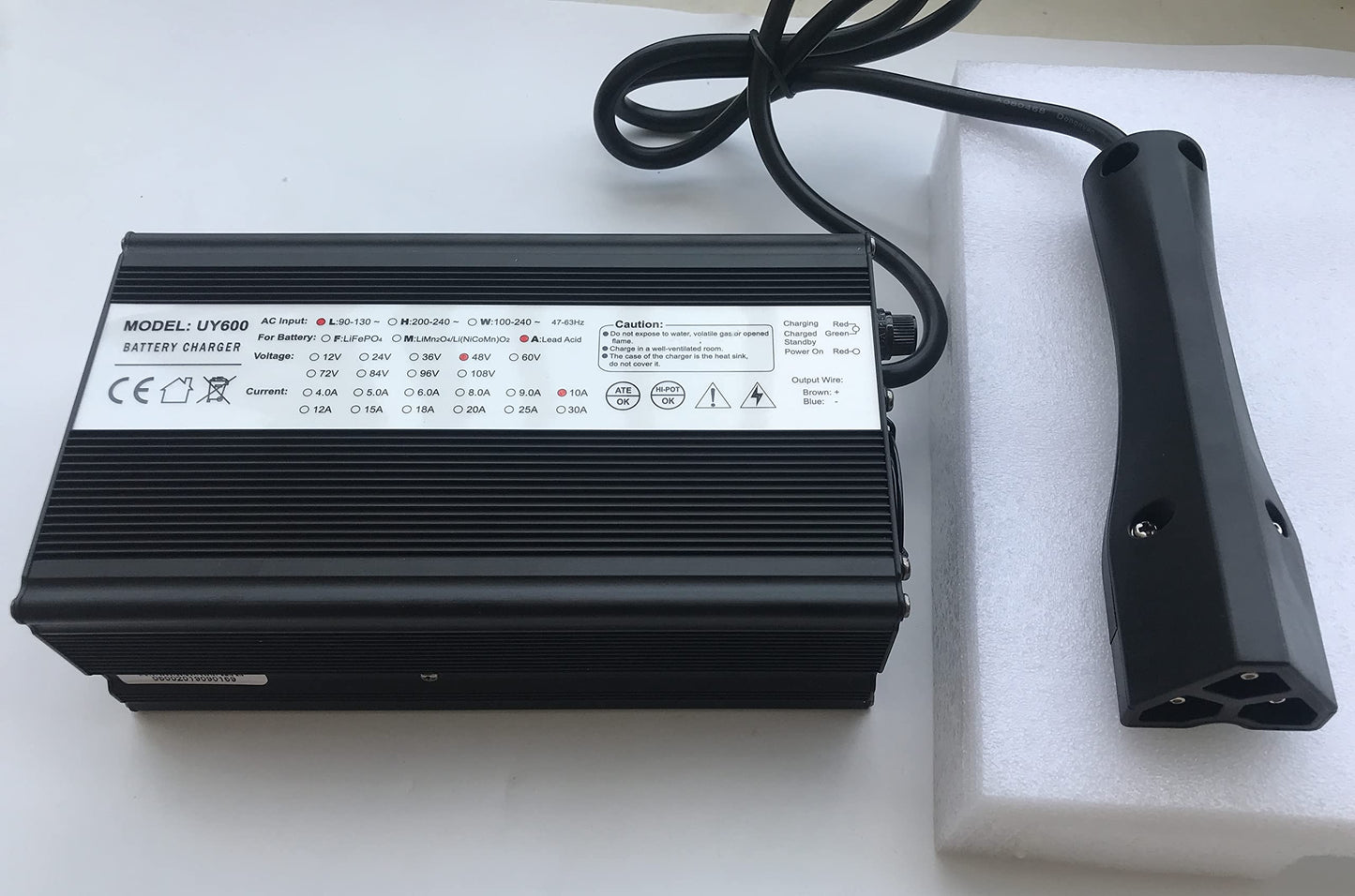 48V 10A Golf Cart Battery Charger for EZ-GO RXV TXT Powerwise 3-Pin Connector